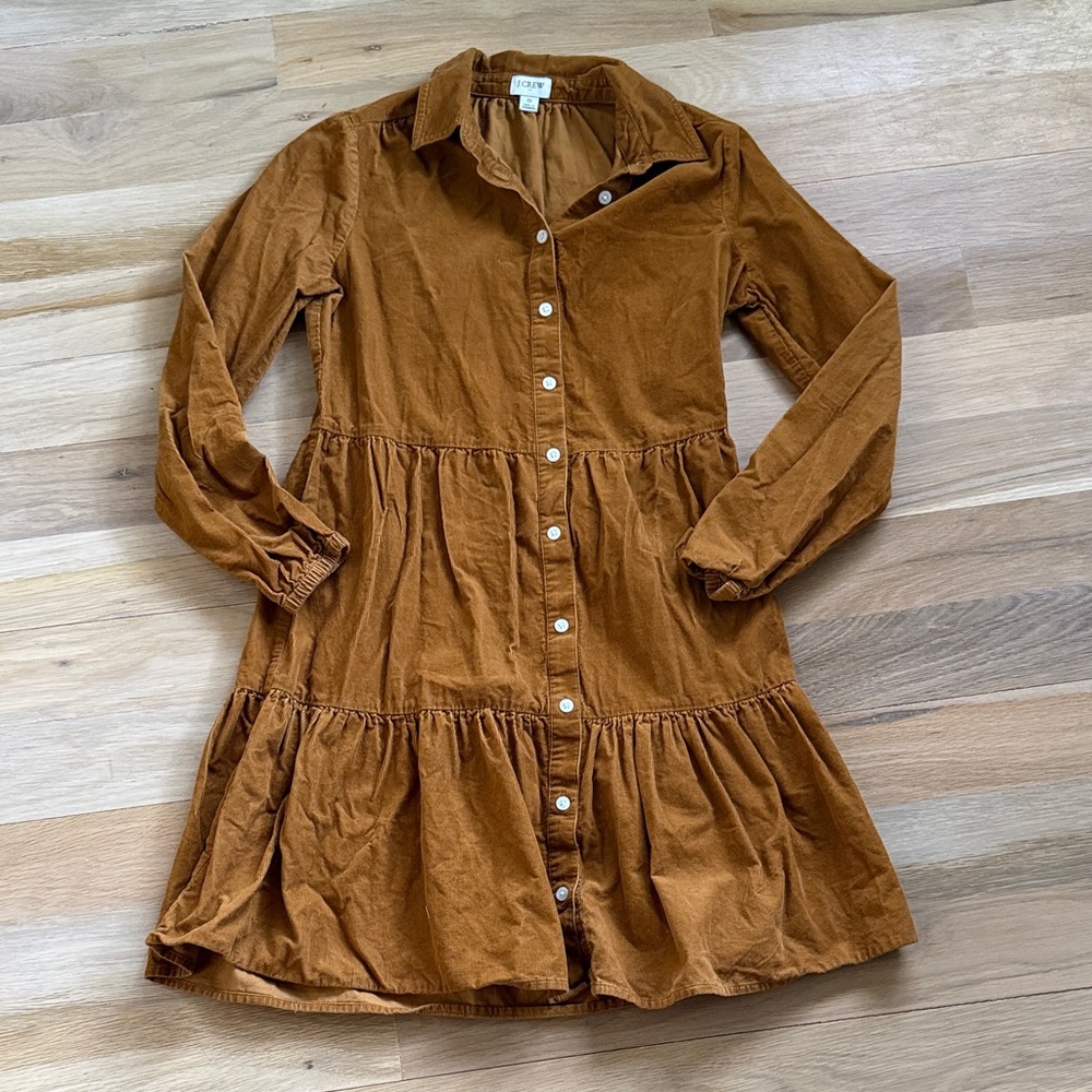 J.Crew Factory Collared Corduroy Mini Shirtdress - Picture 2 of 4